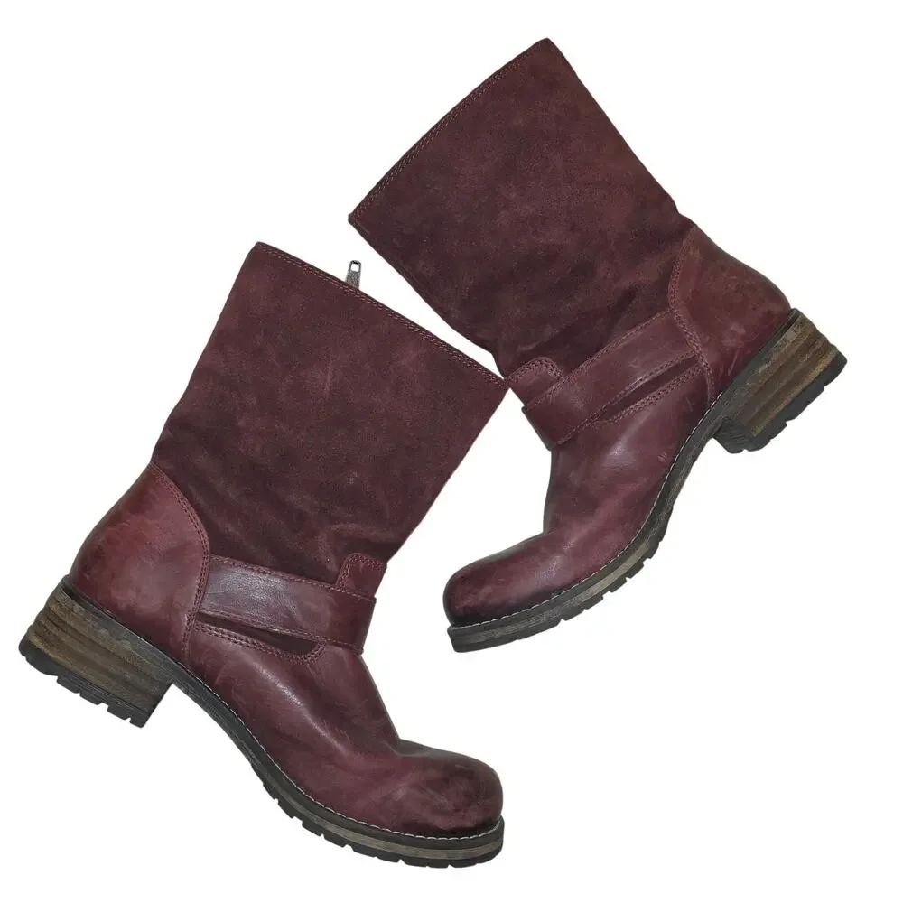 Clarks Majorca Isla mid calf leather slouch, zip burgundy boots sz 9.5 - Picture 4 of 11